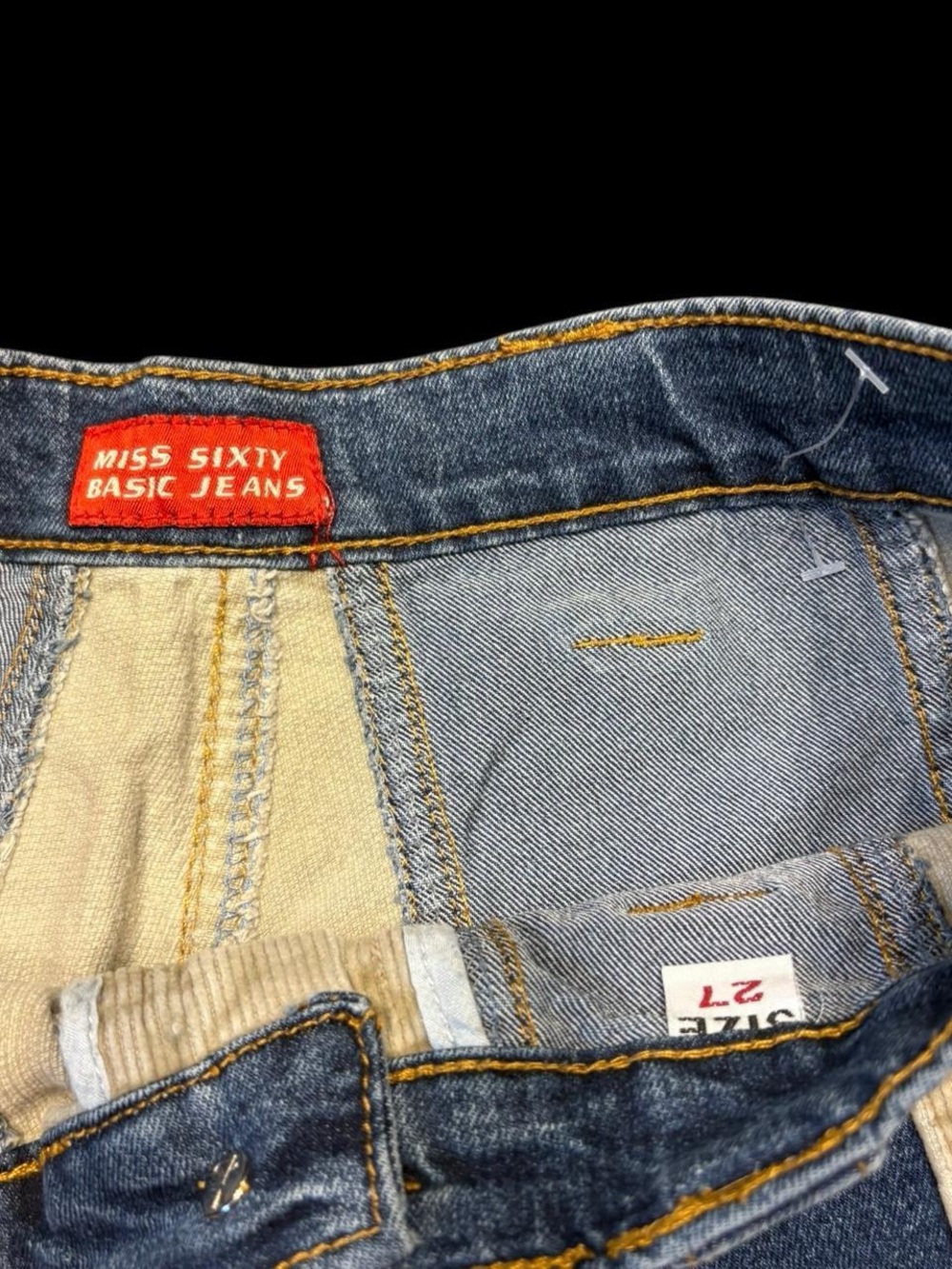 Miss Sixty Two-Tone Blue and Cream Flare Jeans - Picture 2 of 4